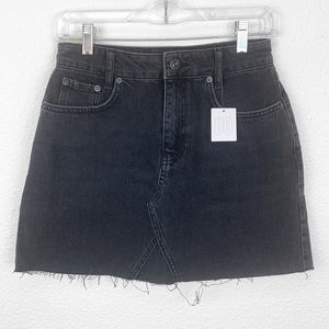 Urban Outfitters I Black Denim Mini Skirt Raw Hem